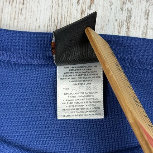 Patagonia Capilene Shirt Sz L Blue Long Sleeve Hike Cool Climb Lightweight USA - Picture 5 of 9